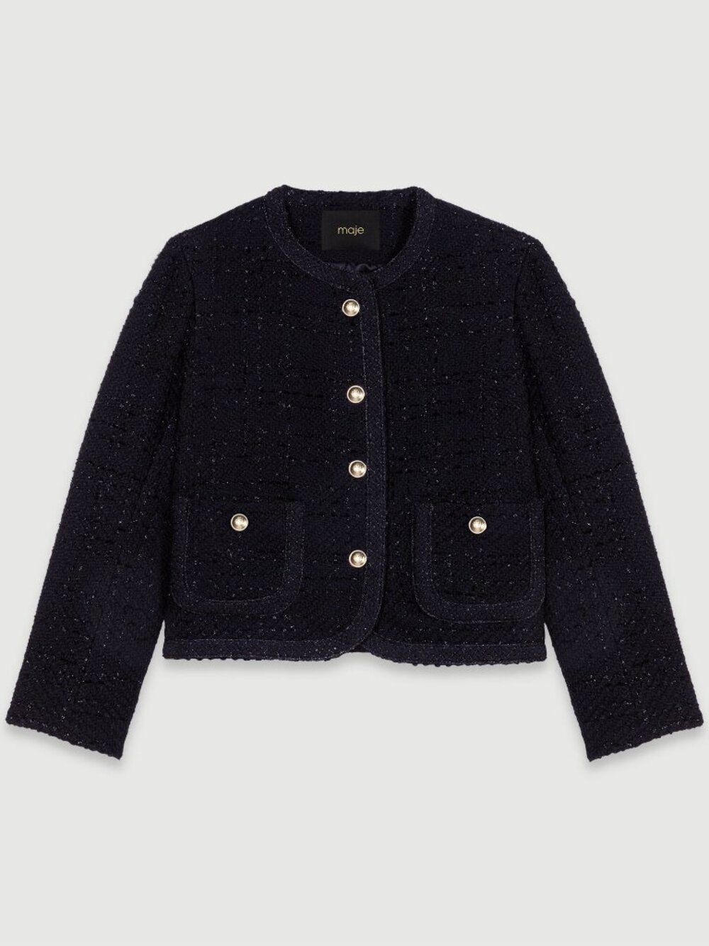Maje short tweed jacket black women's size 36